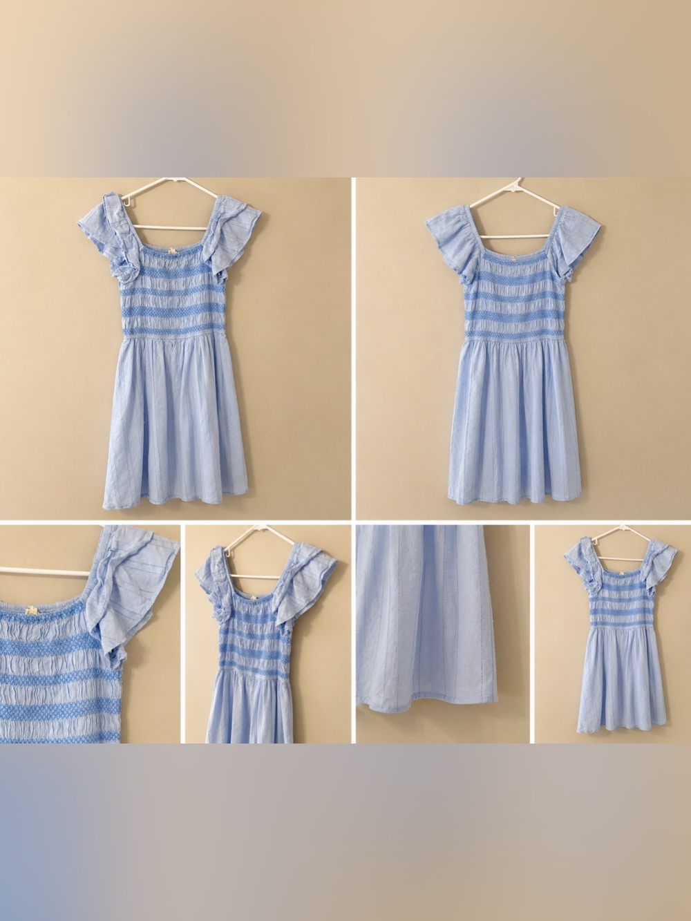 Hello Franki Light Blue Smocked Flutter Sleeve Dress
